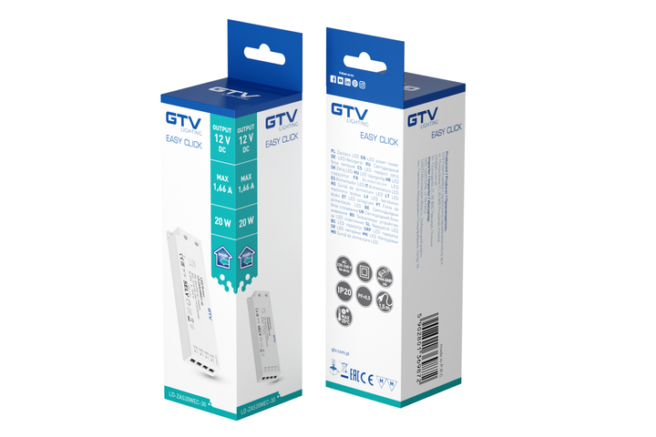 Блок живлення SLIM EASY CLICK 220/12V 20W IP20, з mini amp і проводом 1,5 м - изображение 2