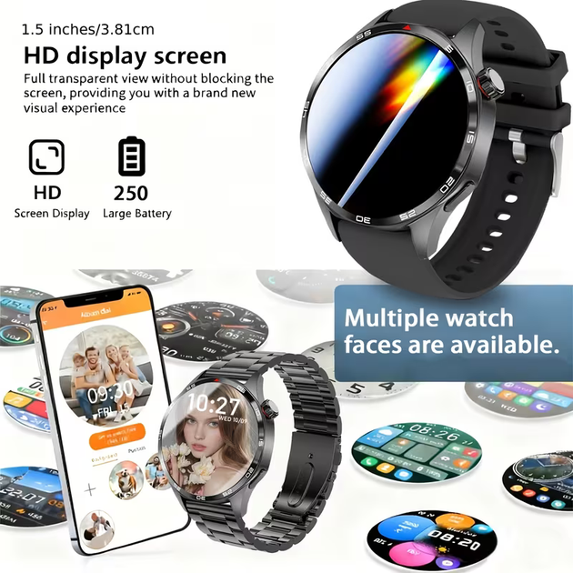 Смарт годинник ERUN P15 PRO Black, нова версія, розумний годинник, з тим самим циферблатом, що й GT6 PRO, - Уценка - изображение 2