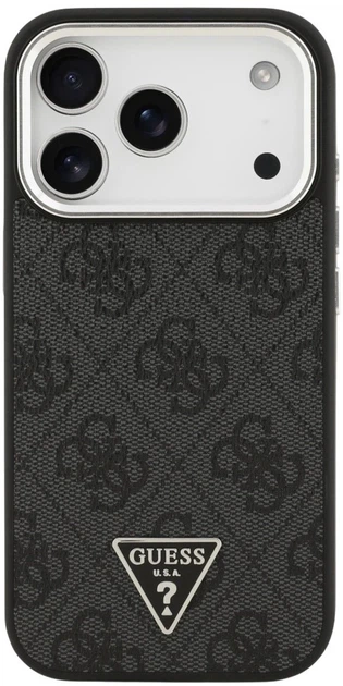 Etui plecki Guess 4G Triangle Logo MagSafe do Apple iPhone 17 Pro Max Black (3666339517465) - obraz 3