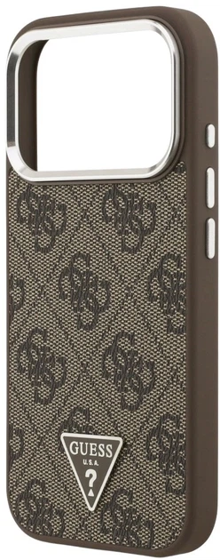 Etui plecki Guess 4G Triangle Logo MagSafe do Apple iPhone 17 Pro Max Brown (3666339517625) - obraz 5