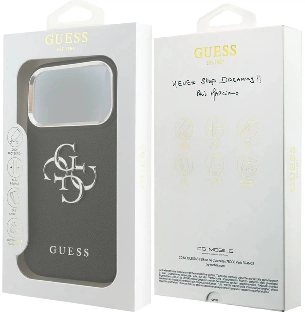 Etui plecki Guess Grained Big 4G Classic Logo do Apple iPhone 17 Pro Max Black (3666339518103) - obraz 8