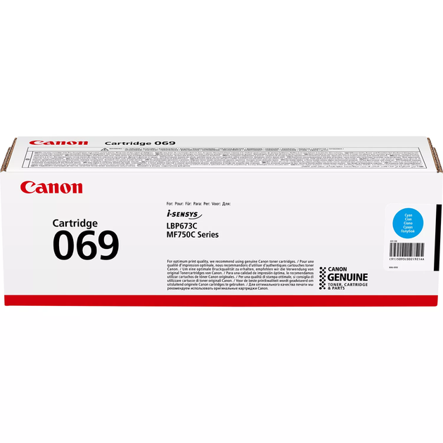 Картридж Canon 069 MF752Cdw/MF754Cdw/LBP673Cdw Cyan (1900 стор) - Фото 2 Картридж Canon 069 MF752Cdw/MF754Cdw/LBP673Cdw Cyan (1900 стор) - изображение 2