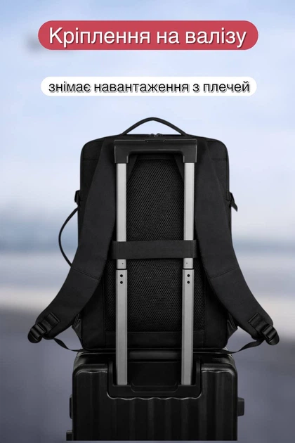 Рюкзак для подорожей з окремим відділенням для ноутбуку 14\15.6\16 дюймів у ручну поклажу чоловічій жіночій дорожній чорний з юсб(usb) розʼємом водовідштовхувальної тканини у подарунок пакет вакуумний пакет для речей. - Фото 4 Рюкзак для подорожей з окремим відділенням для ноутбуку 14\15.6\16 дюймів у ручну поклажу чоловічій жіночій дорожній чорний з юсб(usb) розʼємом водовідштовхувальної тканини у подарунок пакет вакуумний пакет для речей. - зображення 4
