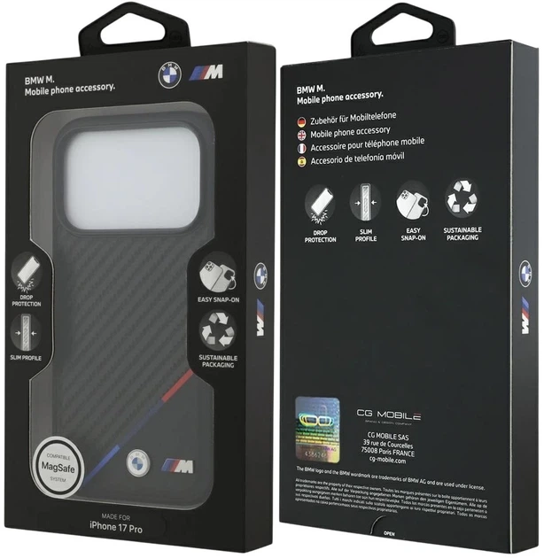 Чохол BMW M Carbon Tricolor Line MagSafe для Apple iPhone 17 Pro Black (3666339558932) - зображення 8