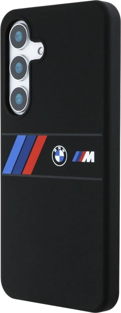 Панель BMW Silicone Middle Tricolor Stripes MagSafe для Samsung Galaxy S25 Black (3666339448851) - зображення 2