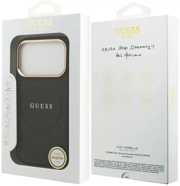 Панель Guess Peony Hot Stamp MagSafe для Apple iPhone 17 Pro Max Black (3666339519704) - зображення 8