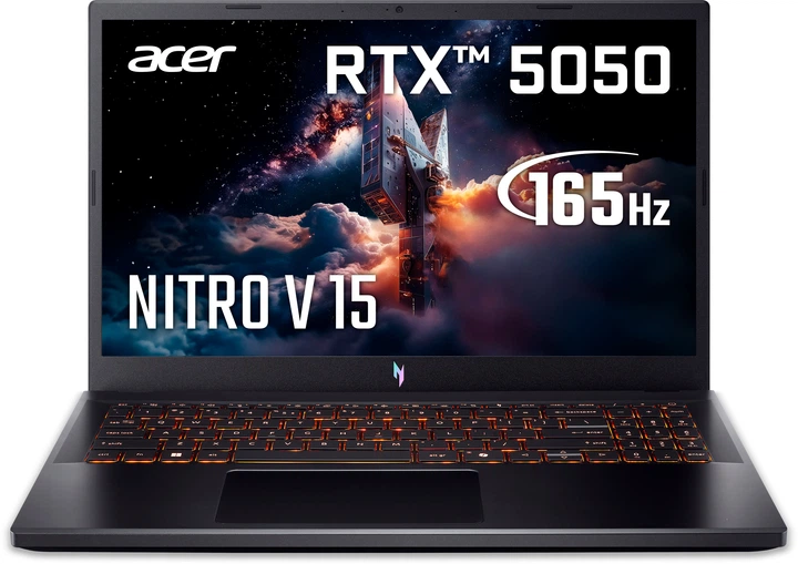 Ноутбук Acer Nitro V 15 ANV15-52-56ZU (NH.QZ7EU.00H) Obsidian Black / 15.6” IPS Full HD 165 Гц / Intel Core i5-13420H / RAM 16 ГБ / SSD 512 ГБ / nVidia GeForce RTX 5050, 8 ГБ (TDP 75 Вт) - Фото 1 Ноутбук Acer Nitro V 15 ANV15-52-56ZU (NH.QZ7EU.00H) Obsidian Black / 15.6” IPS Full HD 165 Гц / Intel Core i5-13420H / RAM 16 ГБ / SSD 512 ГБ / nVidia GeForce RTX 5050, 8 ГБ (TDP 75 Вт) - изображение 1