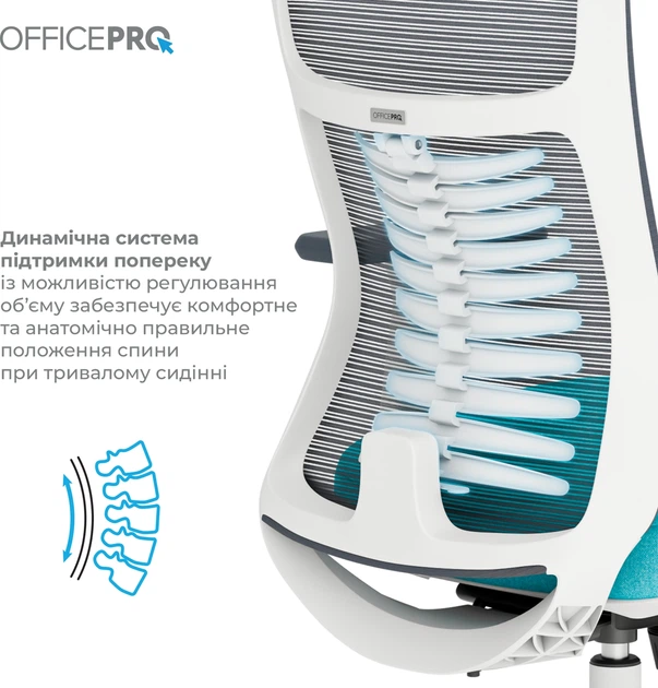 Кресло компьютерное офисное эргономичное OfficePro Balance OC550-W-DG-BL White/Dark Gray/Blue - изображение 12