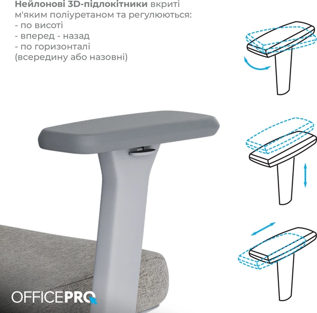 Кресло компьютерное офисное эргономичное OfficePro Wave OC599-G-G-G Gray - Фото 14 Кресло компьютерное офисное эргономичное OfficePro Wave OC599-G-G-G Gray - изображение 14
