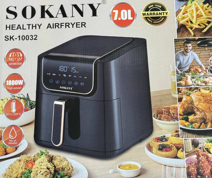 Аерофритюрка безмасляна Sokany SK-10032 на 7л електричний аерогриль з сенсорним керуванням 1800Вт - зображення 5