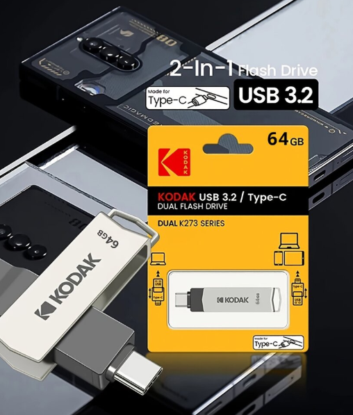 Флешка Kodak 64 ГБ с USB 3.2 и Type-C для быстрой передачи данных Серий - Фото 5 Флешка Kodak 64 ГБ с USB 3.2 и Type-C для быстрой передачи данных Серий - изображение 5