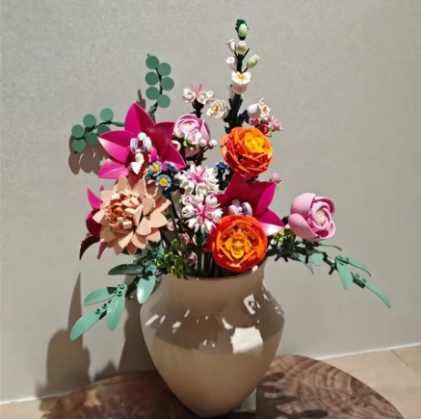 Конструктор Pretty Pink Flower Bouquet Ботанический букет розовый совместимый блочный - изображение 4