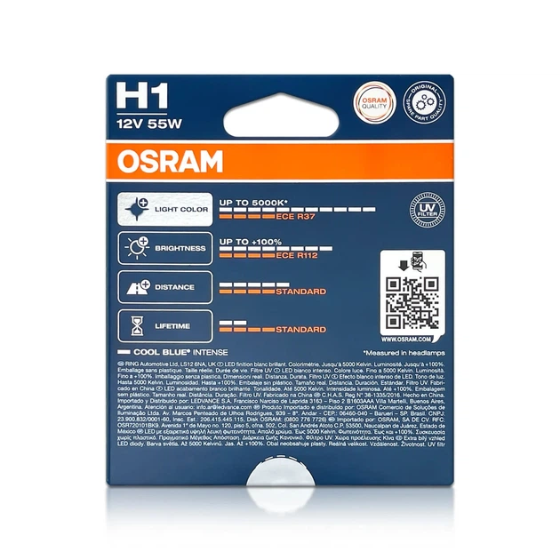 Комплект галогенових ламп OSRAM H1 64150CBN-2HB Cool Blue Intense NG +100% 5000K 55W 12V P14.5s (2 шт) - Фото 6 Комплект галогенових ламп OSRAM H1 64150CBN-2HB Cool Blue Intense NG +100% 5000K 55W 12V P14.5s (2 шт) - зображення 6