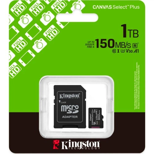 Карта памяти Kingston 1TB microSDXC class 10 UHS-I U3 V30 A1 Canvas Select Plus (SDCS3/1TB) Kingston SDCS3/1TB 913818 - Фото 3 Карта памяти Kingston 1TB microSDXC class 10 UHS-I U3 V30 A1 Canvas Select Plus (SDCS3/1TB) Kingston SDCS3/1TB 913818 - изображение 3