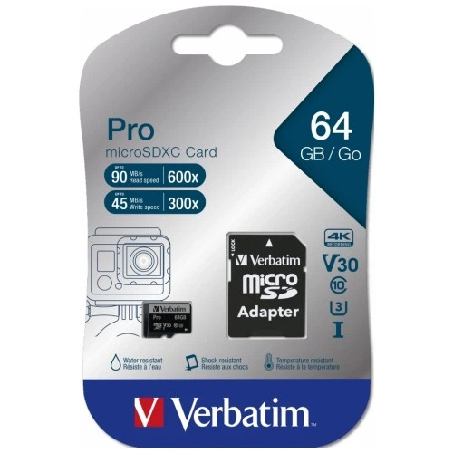 Карта памяти Verbatim 64GB microSDXC class 10 UHS-III PRO (47042) Verbatim 47042 913774 - Фото 2 Карта памяти Verbatim 64GB microSDXC class 10 UHS-III PRO (47042) Verbatim 47042 913774 - изображение 2