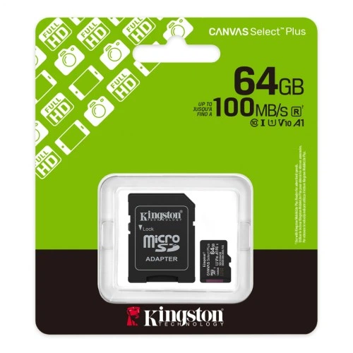 Карта пам'яті Kingston 64GB microSDXC class 10 UHS-I V10 A1 Canvas Select Plus (SDCS3/64GB) Kingston SDCS3/64GB 913802 - Фото 3 Карта пам'яті Kingston 64GB microSDXC class 10 UHS-I V10 A1 Canvas Select Plus (SDCS3/64GB) Kingston SDCS3/64GB 913802 - зображення 3