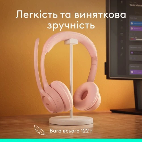 Навушники Logitech Zone 300 Bluetooth Rose (981-001412) Logitech 981-001412 921654 - зображення 8