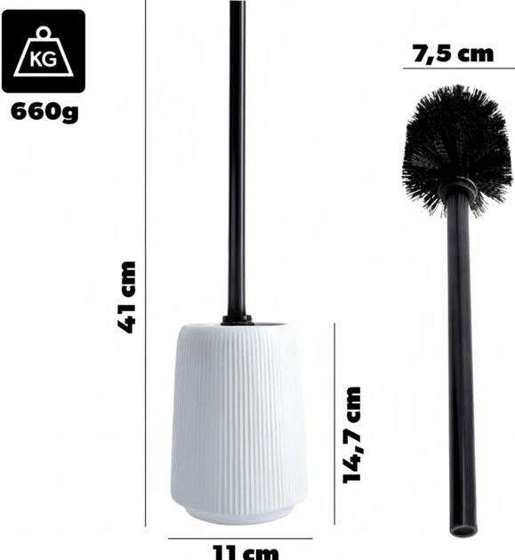 Йоржик для унітазу Kadax Mataro 41 x 11 см Білий 2 шт. (K8100) - зображення 4