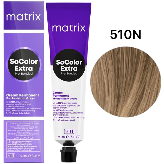 Крем-фарба для сивого волосся Matrix SoColor Pre-Bonded Extra Coverage 510N - Натуральний дуже-дуже світлий блондин 90 мл - Фото 1 Крем-фарба для сивого волосся Matrix SoColor Pre-Bonded Extra Coverage 510N - Натуральний дуже-дуже світлий блондин 90 мл - изображение 1
