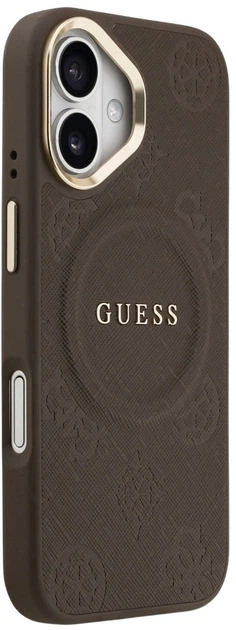 Панель Guess Peony Hot Stamp MagSafe для Apple iPhone 17 Brown (3666339519995) - зображення 4