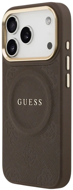 Панель Guess Peony Hot Stamp MagSafe для Apple iPhone 17 Pro Brown (3666339520014) - зображення 2