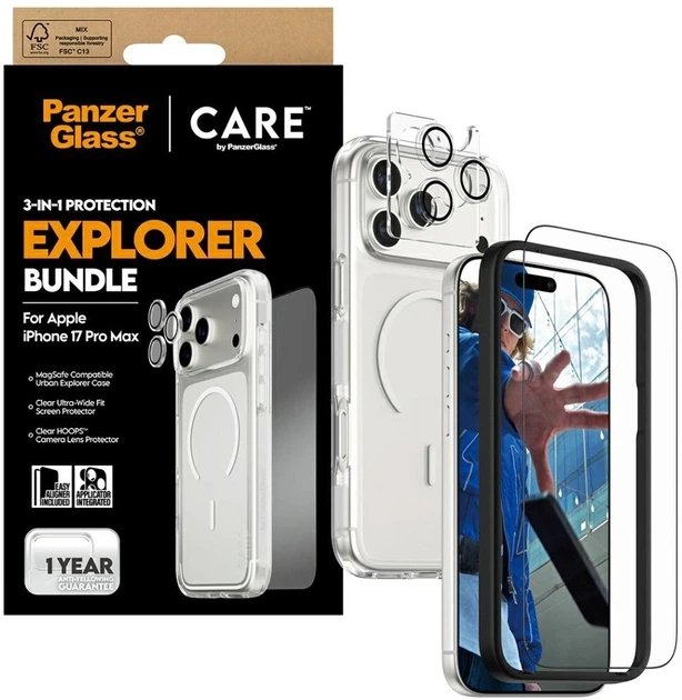 Захисне скло CARE by PanzerGlass Flagship Explorer 3 in 1 для Apple iPhone 17 Pro Max чохол + Захисне скло + Захисне скло для камери (5715685027406) - зображення 5