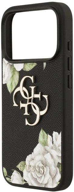 Панель Guess Grained Roses & Big 4G Logo для Apple iPhone 17 Pro Black (3666339490102) - зображення 5