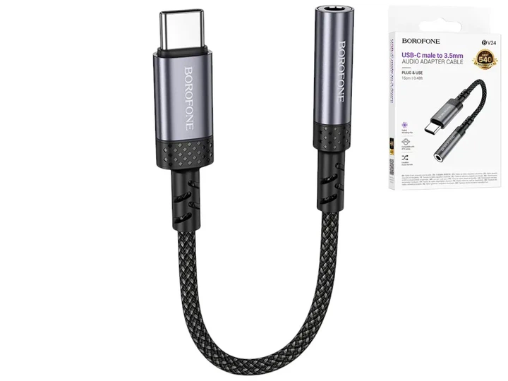 Кабель Перехідник BOROFONE BV24 Type-C to AUX 3.5 - изображение 5