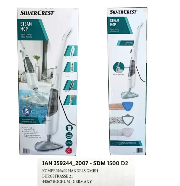 Парова швабра Silvercrest SDM 1500 D2 - Фото 1 Парова швабра Silvercrest SDM 1500 D2 - изображение 1