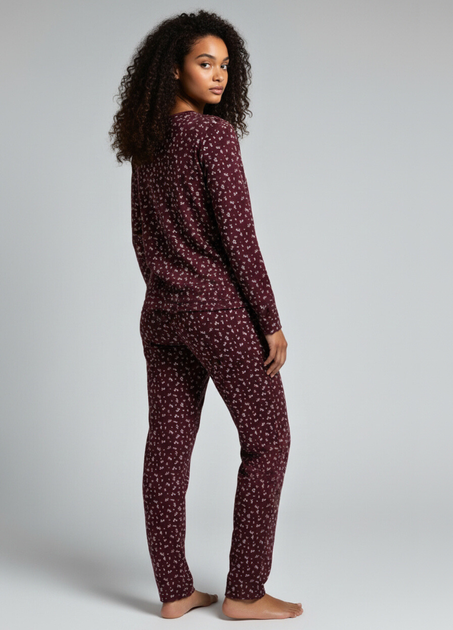 Пижамные хлопковые штаны Primark Printed Bottom Pyjama S Низ пижамы Бордовый (8939) - изображение 4