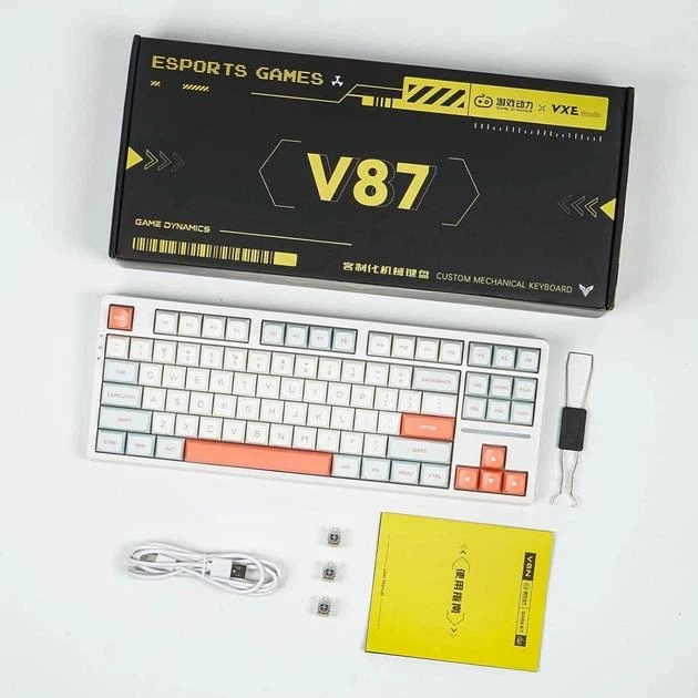 Клавиатура Беспроводная VGN V87 Neon Black Механическая (2.4G/Bluetooth/USB type-c) RGB Подсветка , 87% - изображение 4