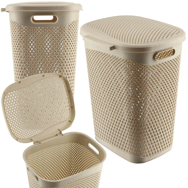 Kosz na pranie Kadax K9625 Briec 55 l Beżowy (5903699491935) - obraz 2