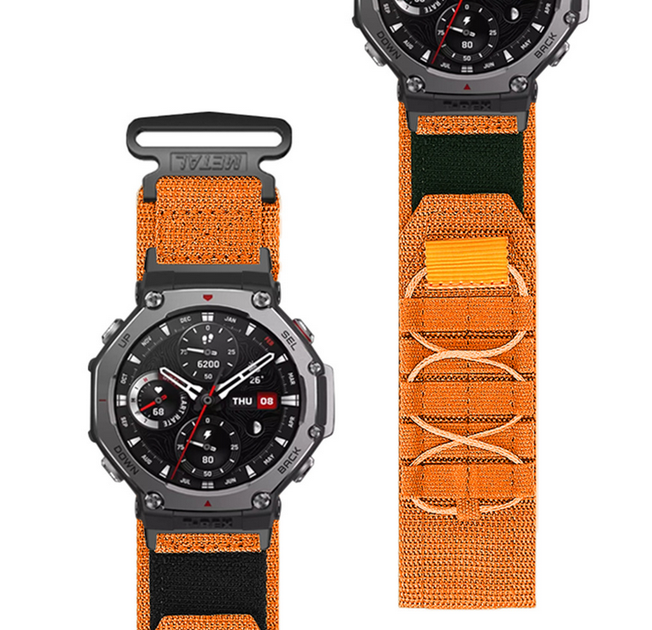 Тактичний нейлоновий ремінець для Amazfit T-Rex 3 (22 мм) з липучкою MOLLE, Помаранчевий - зображення 3