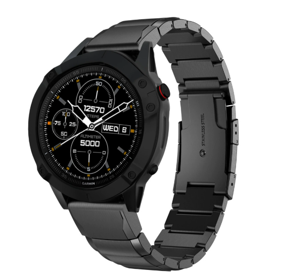 Ремінець металевий для Garmin 22 mm.TITANIUM , Чорний - зображення 3