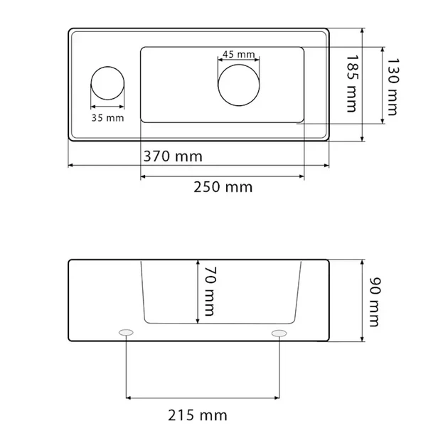 Умывальник накладной VBI Komo R 370х185 прямоугольный, белый мрамор (VBI-015621) - Фото 2 Умывальник накладной VBI Komo R 370х185 прямоугольный, белый мрамор (VBI-015621) - изображение 2