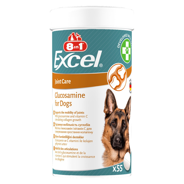 Вітаміни для собак 8in1 Excel Glucosamine з глюкозаміном, 55 таб - Фото 1 Вітаміни для собак 8in1 Excel Glucosamine з глюкозаміном, 55 таб - изображение 1