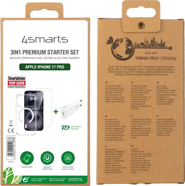 Zestaw ochrony 4smarts 3in1 Premium Starter Set do Apple iPhone 17 Pro (4252011911868) - obraz 2