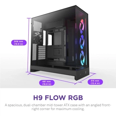 Корпус NZXT H9 Flow RGB Black (CM-H92FB-R1) - Фото 2 Корпус NZXT H9 Flow RGB Black (CM-H92FB-R1) - изображение 2