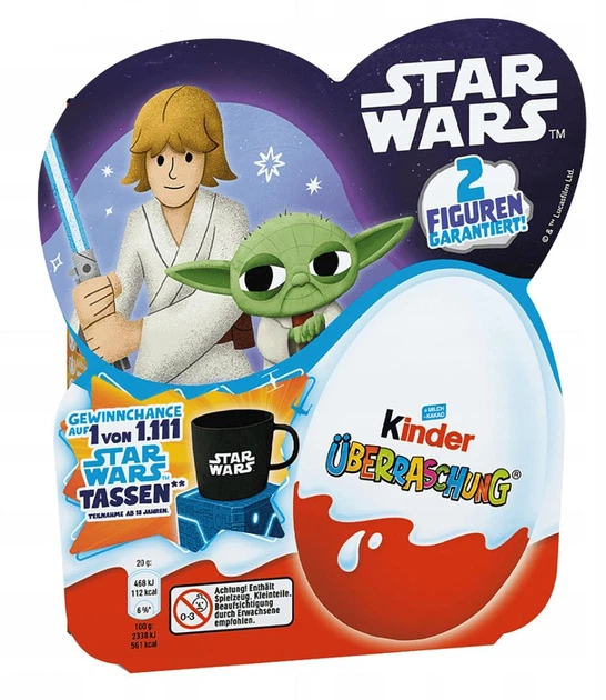 Набір шоколадних яєць Kinder Surprise Star Wars Йода 4шт × 20г - Фото 1 Набір шоколадних яєць Kinder Surprise Star Wars Йода 4шт × 20г - зображення 1