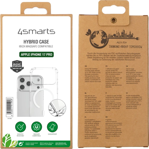 Etui plecki 4smarts Hybrid Case Ibiza Magsafe do Apple iPhone 17 Pro Transparent (4252011911943) - obraz 2