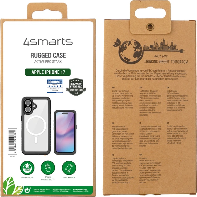 Etui plecki 4smarts Waterproof Case Stark Magsafe do Apple iPhone 17 Transparent-Black (4252011912087) - obraz 2