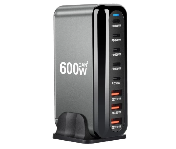 Зарядная станция многопортовая ILEPO 600W на 3 USB + 5 Type-C / сетевое мультизарядное устройство Black (19027) - Фото 1 Зарядная станция многопортовая ILEPO 600W на 3 USB + 5 Type-C / сетевое мультизарядное устройство Black (19027) - изображение 1
