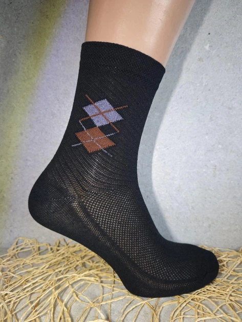 Шкарпетки чоловічі літні з сіткою 089S Mix Dark, 41-45р. Набір з 6 пар (сірий, синій, чорний, по 2 пари у наборі) - зображення 3