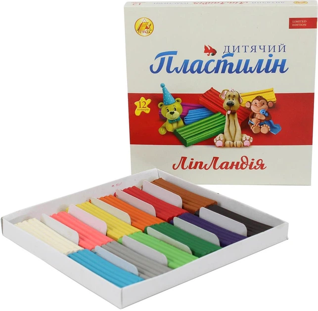 Пластилін 12 кольор. 240гр Ліпландія/Пластіленд/Тетрада/(20) - изображение 2