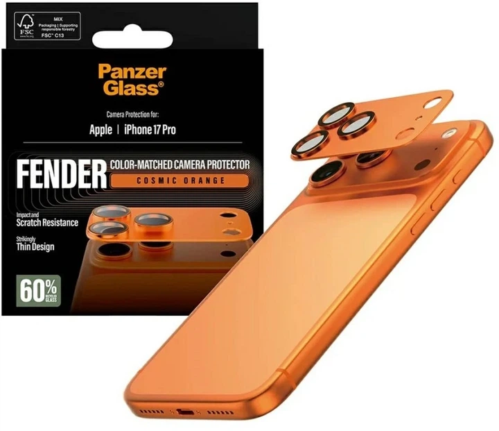 Szkło hartowane Panzer Glass Fender Camera Protector Tempered Glass Lens do Apple iPhone 17 Pro Orange (5715685036729) - obraz 4