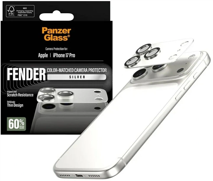 Szkło hartowane Panzer Glass Fender Camera Protector Tempered Glass Lens do Apple iPhone 17 Pro Max Silver (5715685036774) - obraz 4