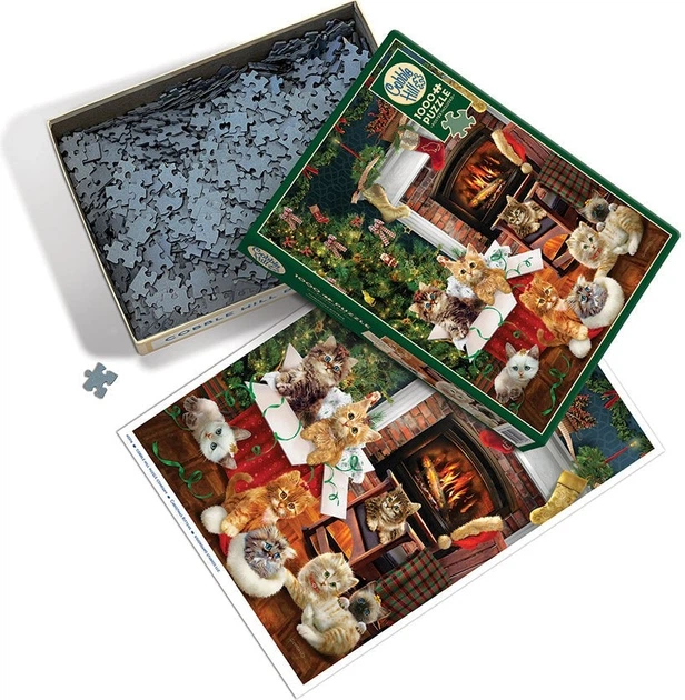 Пазл Cobble Hill Різдвяні коти 1000 елементів 113025 (625012402163) - зображення 3