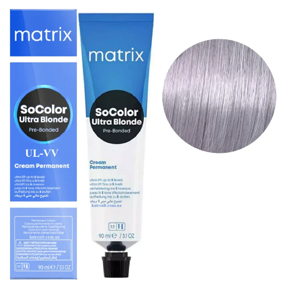 Крем-фарба Matrix SoColor Pre-Bonded Cream №UL-VV Дуже перламутровий попелястий блондин 90 мл - Фото 1 Крем-фарба Matrix SoColor Pre-Bonded Cream №UL-VV Дуже перламутровий попелястий блондин 90 мл - зображення 1