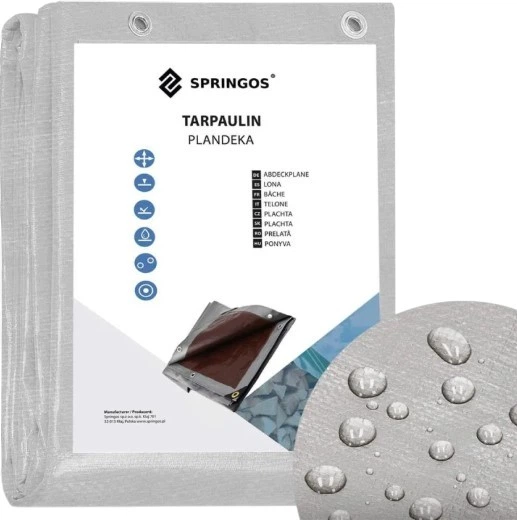Брезент Springos 5 x 4 м 130 г/м2 Сірий (GA2184) - зображення 7