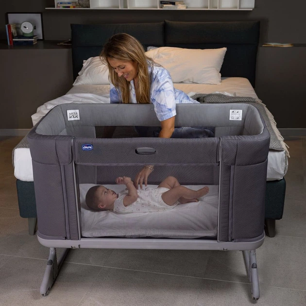 Кроватка детская 3 в 1 Chicco Next2Me Forever, графитово-серая - изображение 9